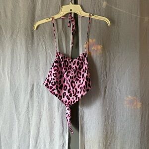 Forever 21 Pink and Black Leopard Print Crop